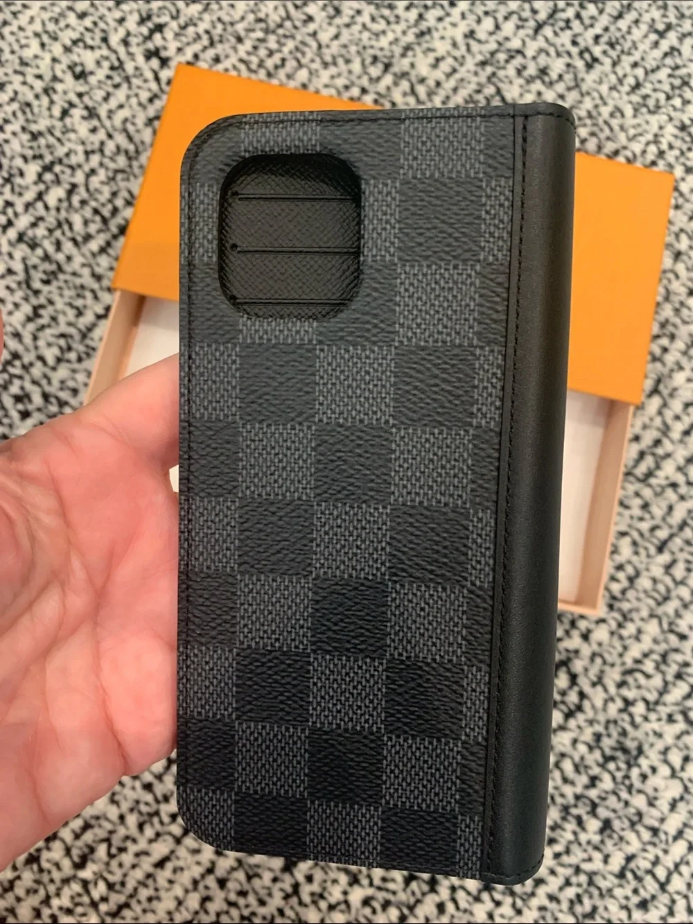 Louis Vuitton Black Damier Graphite Phone Case. New in Box